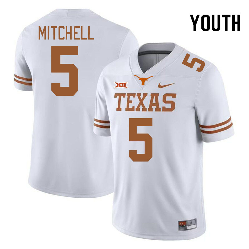Youth #5 Adonai Mitchell Texas Longhorns 2023 College Football Jerseys Stitched-White